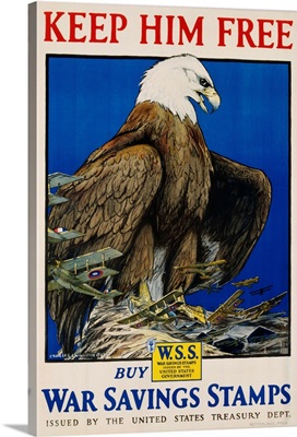 Keep Him Free, Buy War Savings Stamps Poster By Charles Livingston Bull
