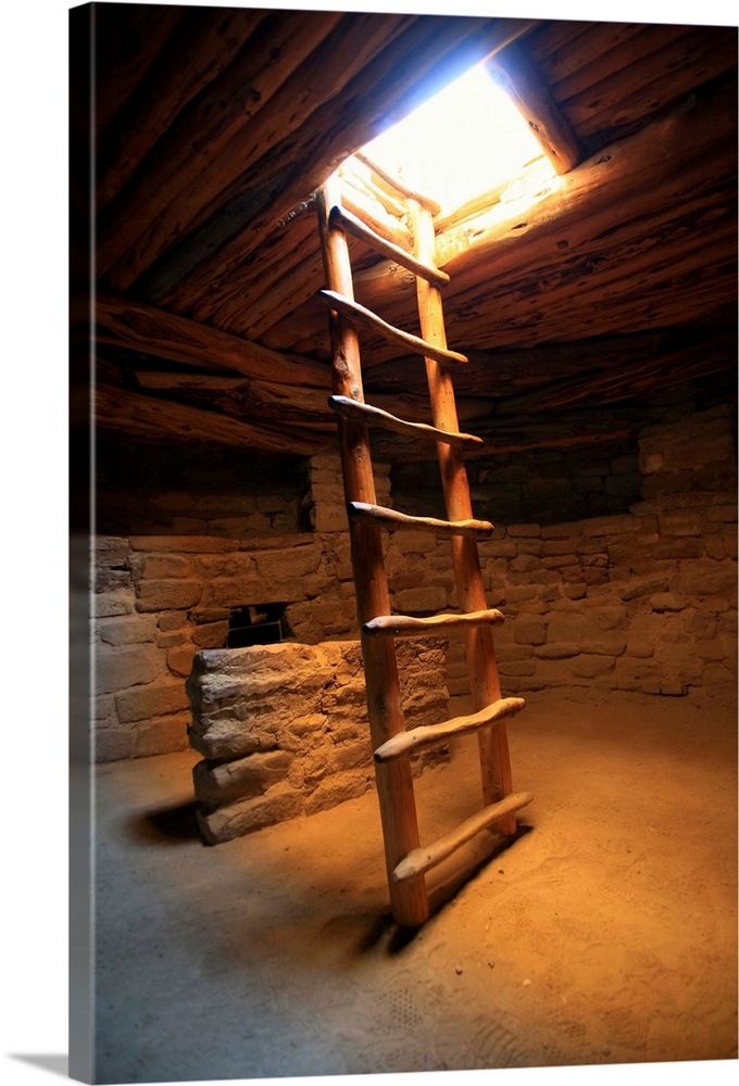 Kiva ladder at Spruce tree in Mesa Verde national park.