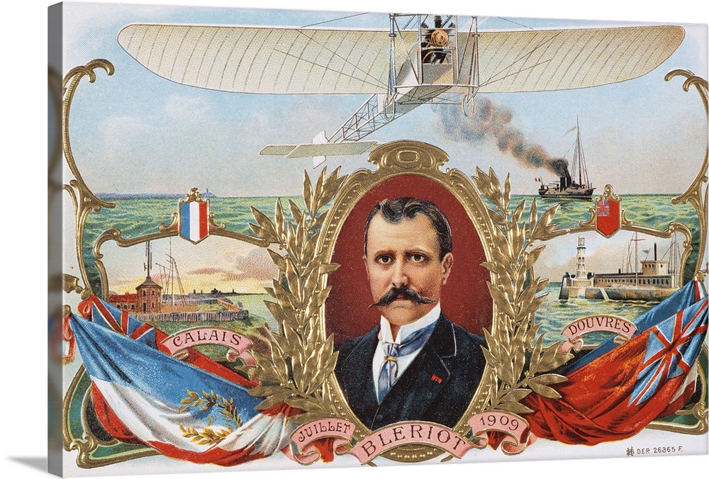 Label Depicting Mr. Bleriot's First Flight Across The Channel