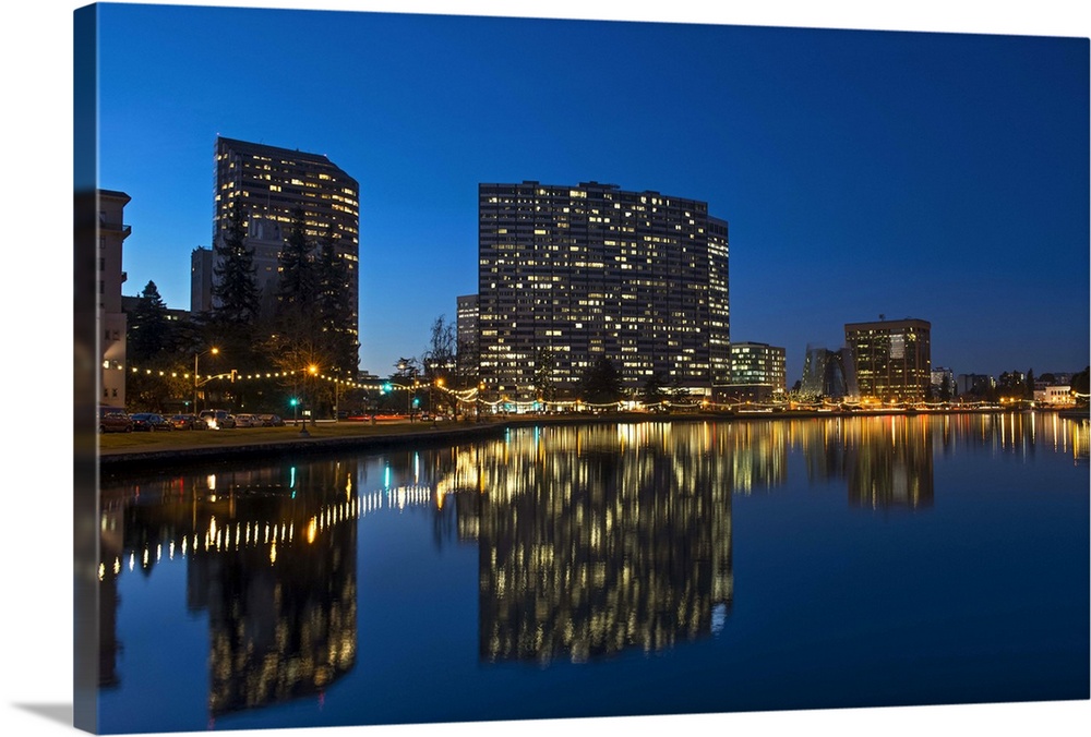 Lake Merritt at night, Oakland, California