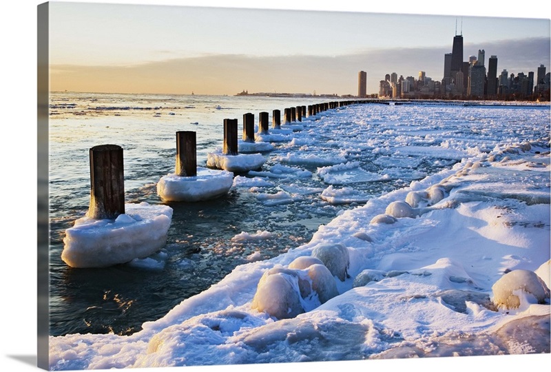 Lake Michigan in winter, Chicago, Illinois Wall Art, Canvas Prints
