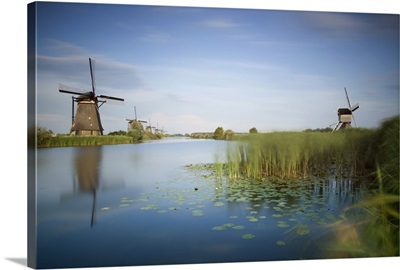 Landscape with windmills, Kinderdijk, Nieuw-Lekkerland, Holland.