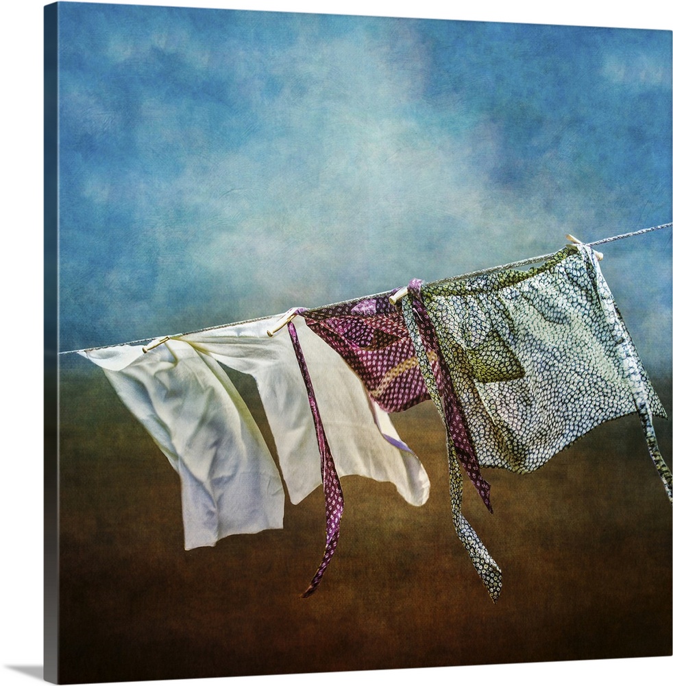 Laundry blowing in the wind .Creative retro feel, artistic texture effect