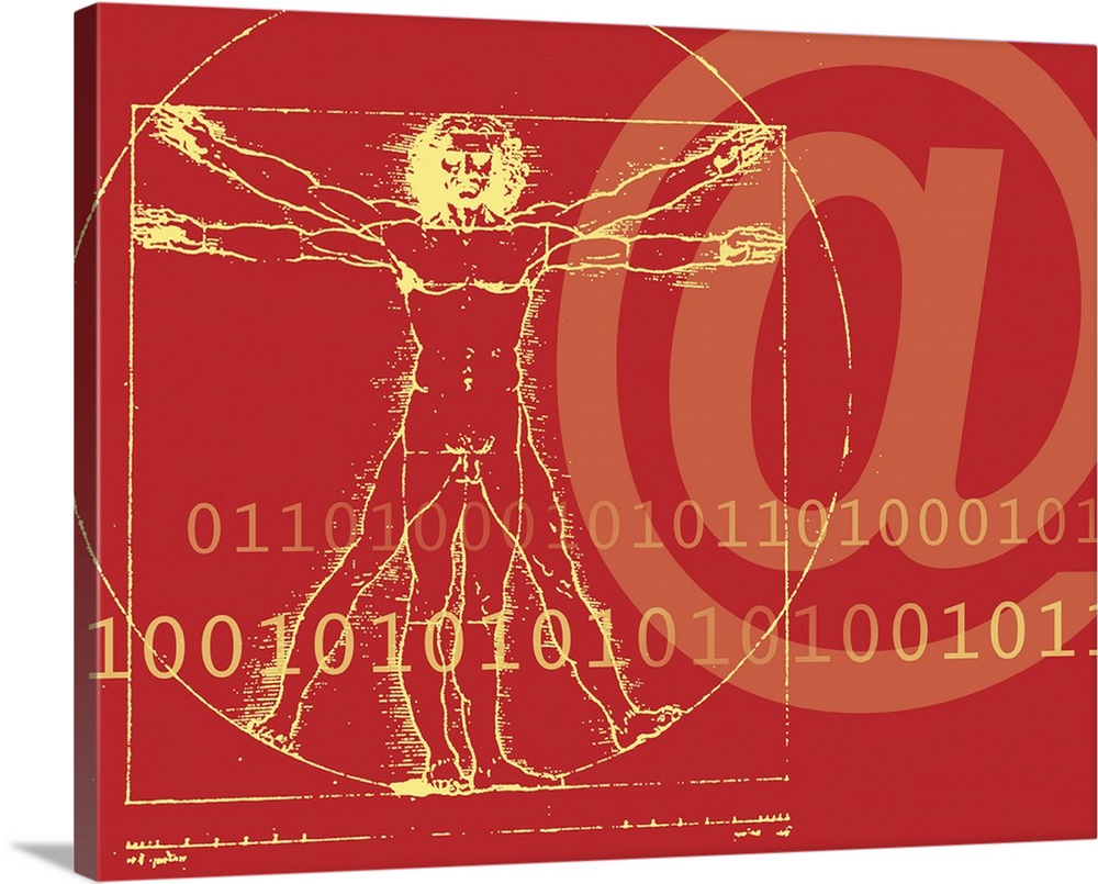 Leonardo da Vinci's <Vitruvian Man> with Binary Digits