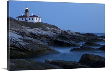 Lighthouse at Beavertail State Park, Jamestown, RI, at dusk