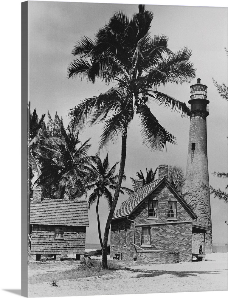 A lighthouse museum in Cape Florida State Park on Key Biscayne, Florida. The museum includes the original lighthouse, a re...