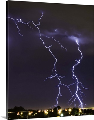 Lightning strikes, Edmonton, Alberta, Canada