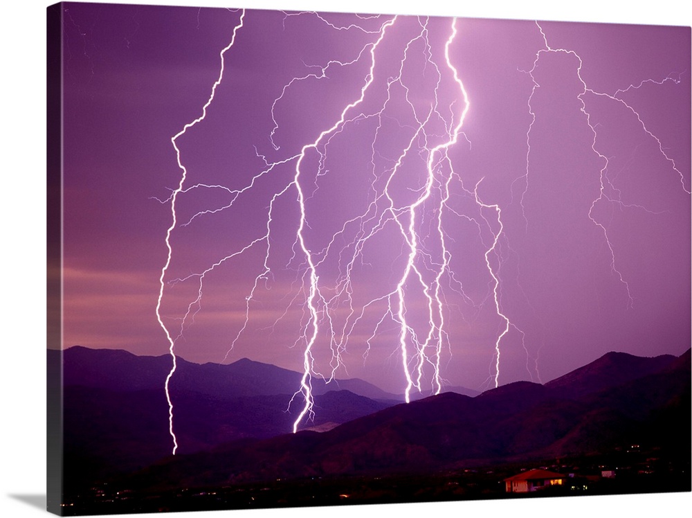 Lightning Strikes In The Foothills Near Tucson