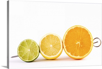Lime, lemon and orange on skewer