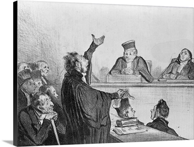 Lithograph Of Court Room Scene