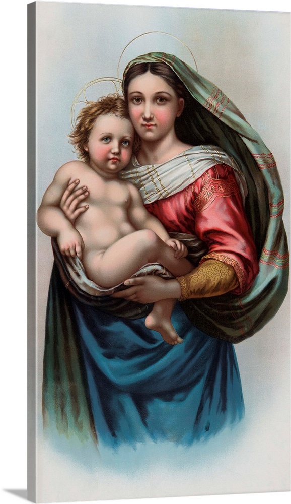 Art reproduction of Raphael's Sistine Madonna, offered as a premium by B.T. Babbitt, soap and baking powder company of New...