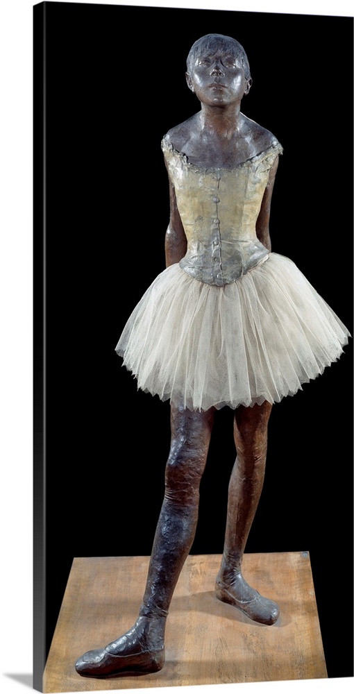 Dressed Ballet Dancer (the little dancer) (Front view). Work by Edgar Degas (1834-1917), bronze sculpture with muslin, sat...