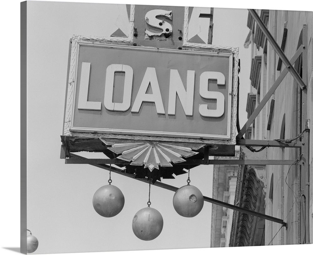Loans commercial sign, close-up