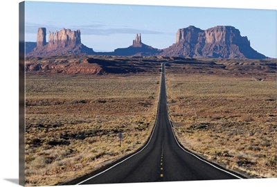 Long, straight road heading into the desert, Arizona