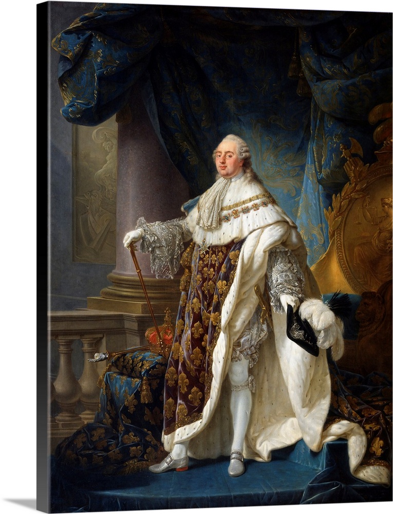 Louis XVI, King of France and Navarre, Wearing His Grand Royal Costume in 1779 | Large Solid-Faced Canvas Wall Art Print | Great Big Canvas