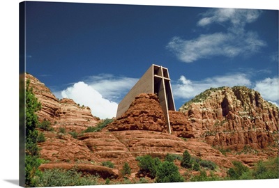 Low angle view of a Chapel on a cliff, Sedona, Arizona