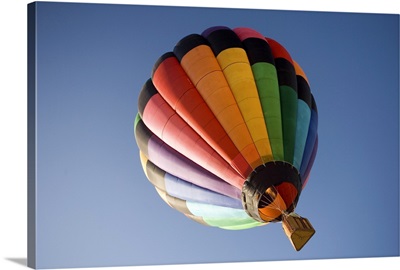Low angle view of a hot air balloon in blue sky, California, USA