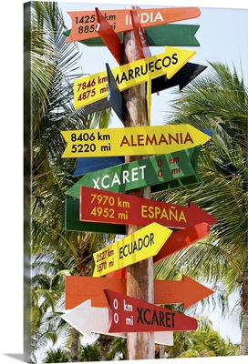 Low angle view of a signboard, Cancun, Mexico
