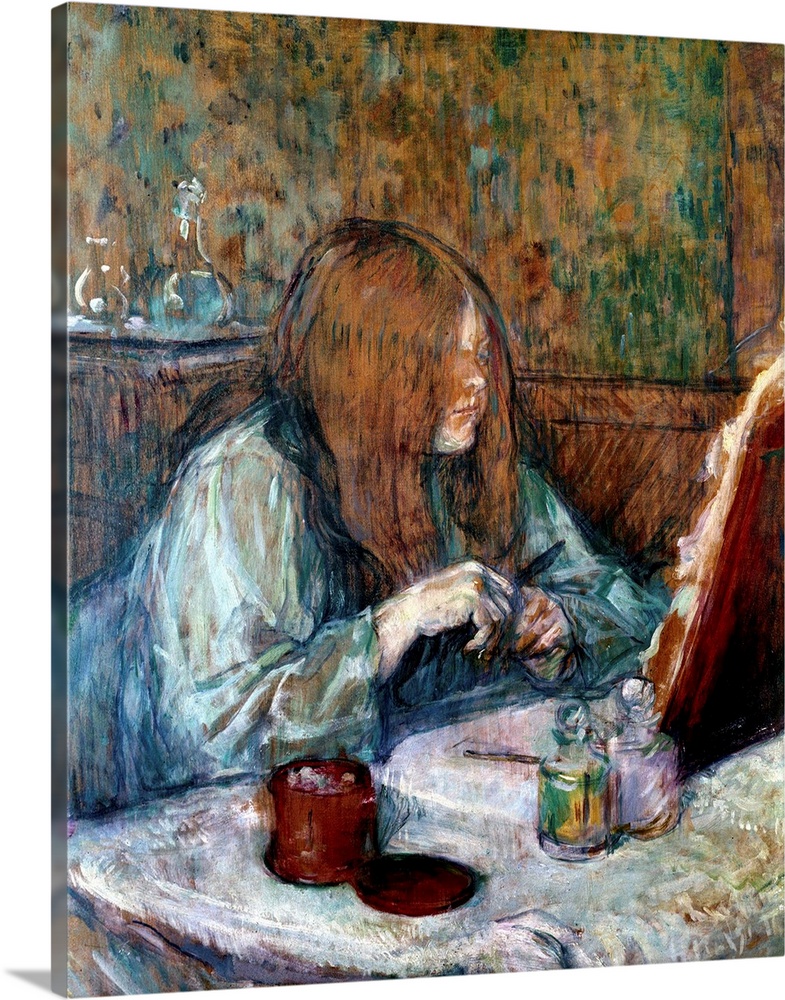 Madame Poupoule at her toilet, Painting by Henri de Toulouse Lautrec (Toulouse-Lautrec) (1864-1901) 1898. Oil on wood, 61 ...