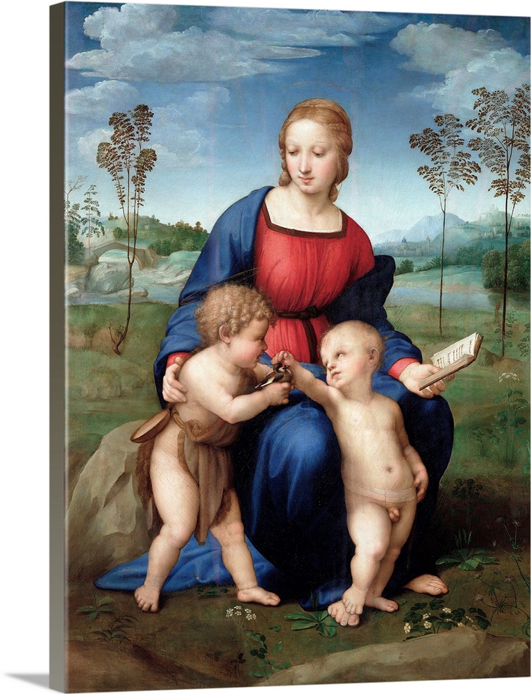 1505-1506. Tempera on panel. 77 x 107 cm (30.3 x 42.1 in). Galleria degli Uffizi, Florence, Italy.