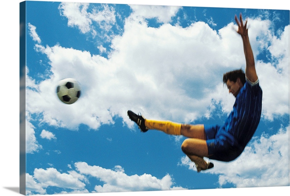 Man kicking soccer ball Wall Art, Canvas Prints, Framed Prints, Wall