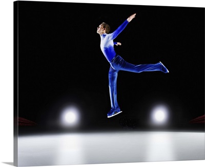 Man performing, Ice skating jump