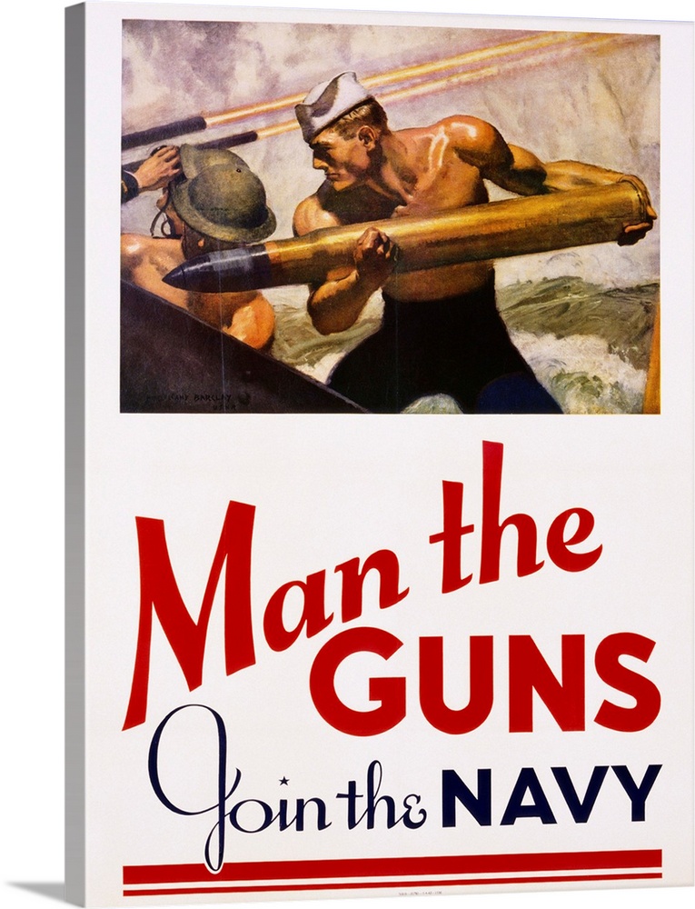Man The Guns - Join The Navy Recruitment Poster By Mcclelland Barclay