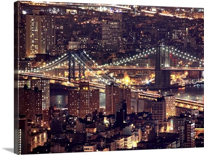 Manhattan and Brooklyn bridges in New York City Empire state building.