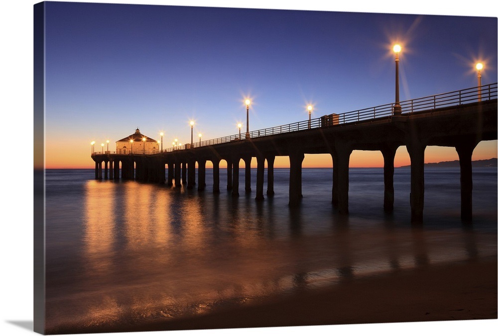 Manhattan Beach Pier at sunset, California Wall Art ...