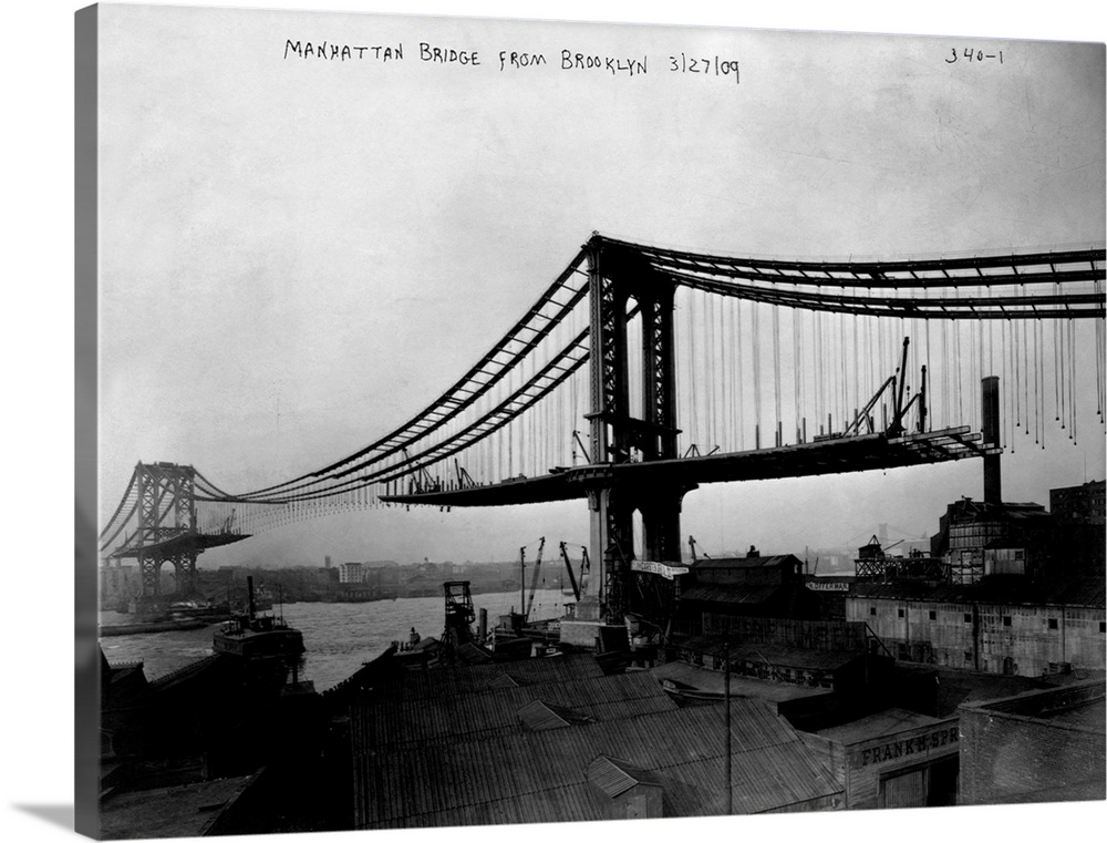 27 Mar 1909, Manhattan, New York City, New York State, USA --- Manhattan Bridge Under Construction, 1909 --- Image by .. C...