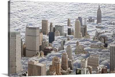 Manhattan under cloudy sky