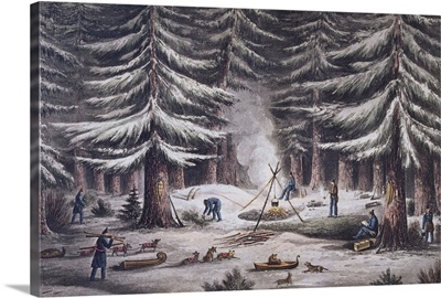 Manner Of Making A Resting Place On A Winter's Night By Edward Finden