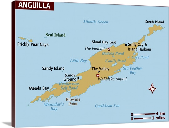 Map of Anguilla Photo Canvas Print | Great Big Canvas