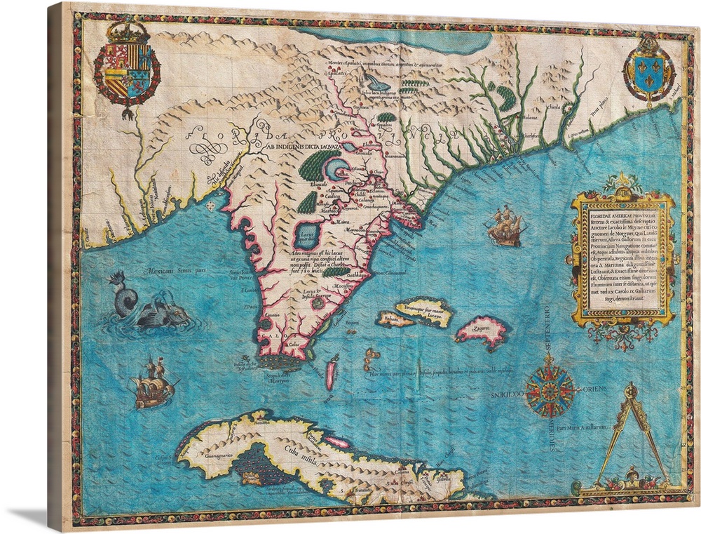 Considered the most important 16th century map of Florida and Cuba. Titled Floridae Americae Provinciae Recens