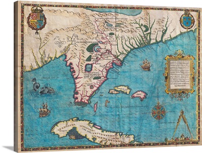 Map Of Florida And Cuba By Jacques Le Moyne