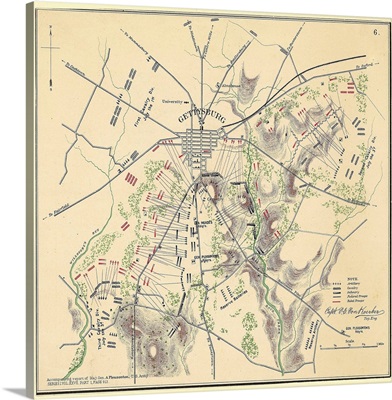 Map Of Gettysburg With Troop Positions