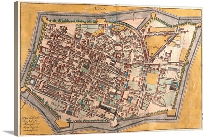 Map of Lucca, Italy from Civitates Orbis Terrarum