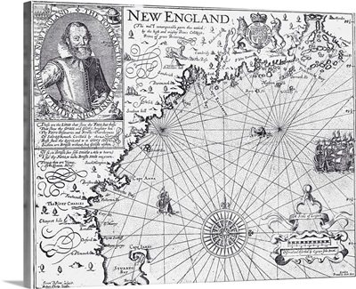 Map of New England with Portrait of John Smith