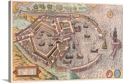 Map of Ostia, ancient Rome, from Civitates Orbis Terrarum