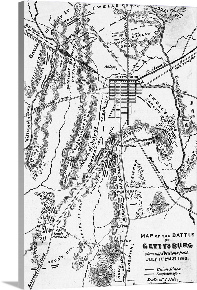 Map of the Battle of Gettysburg