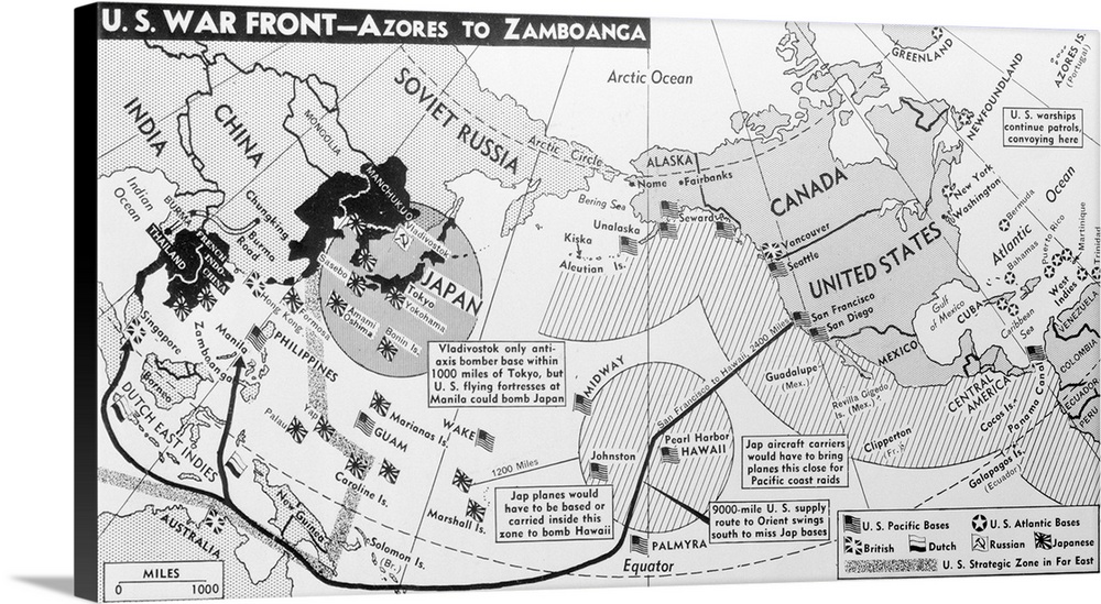 From the Azores in the Atlantic to Zamboanga in the Philippines, both ways around the world, extends the U.S. front in Wor...