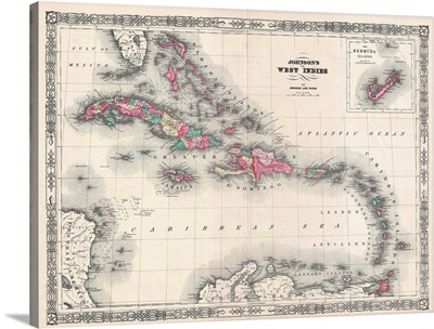 Map Of The West Indies And Caribbean By A.J. Johnson