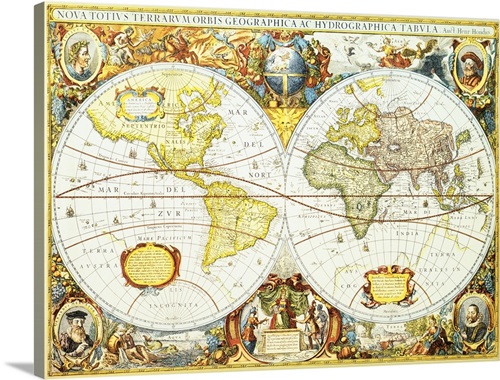 Map of the World from Henry Hondius, 1630 | Great Big Canvas