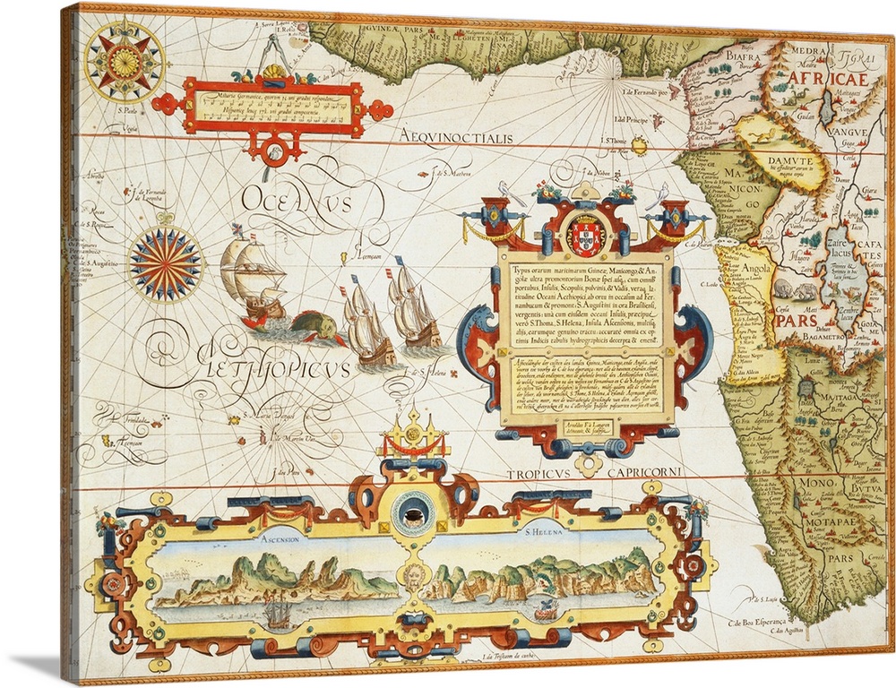 1596 --- Map of Western Africa by Arnold Florent van Langren after Jan Huygen van Linschoten --- Image by .. Stapleton Col...