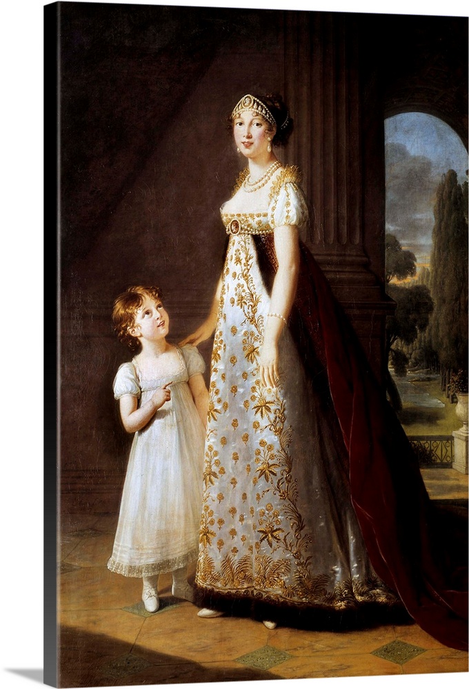 Full-length portrait of Marie Annonciade (or Maria-Annunzita) Caroline Bonaparte (1782-1839), Princess Murat with her daug...