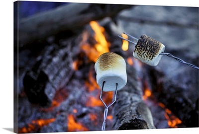 Marshmallows roasting over bonfire