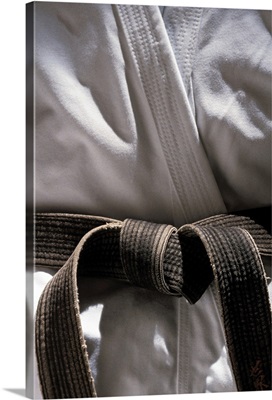 Martial arts gi with black belt