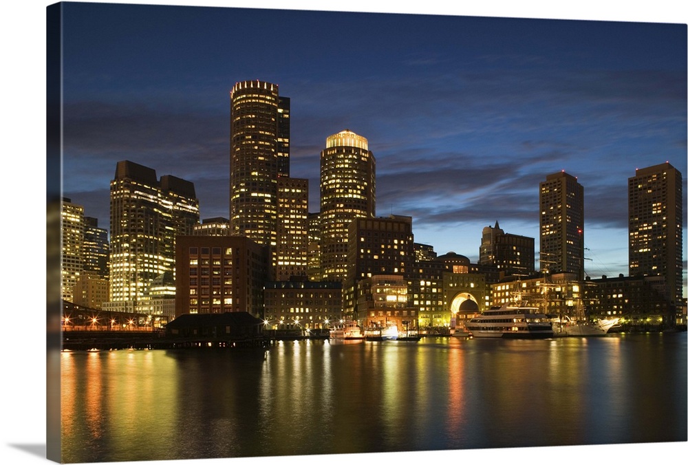 USA, Massachusetts, Boston, skyline, night