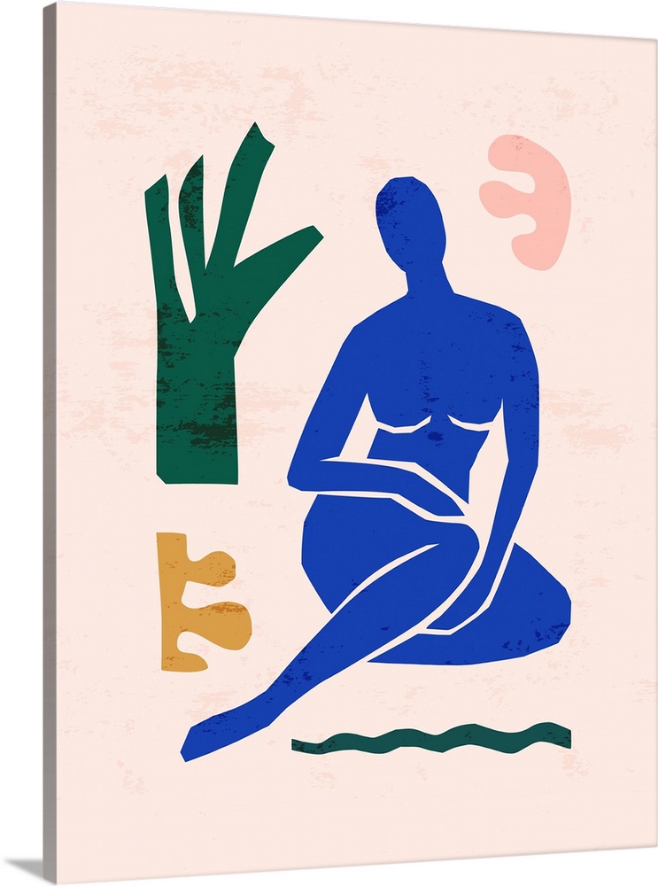 Matisse-inspired abstract art of the female figure and organic shapes in a trendy, minimalist style.