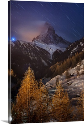 Matterhorn with star trail.